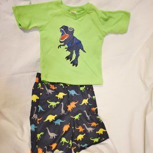 Swiggies 3T Boys 2 Pc  Swimsuit Trunk Set Dino Dinosaur T Shirt